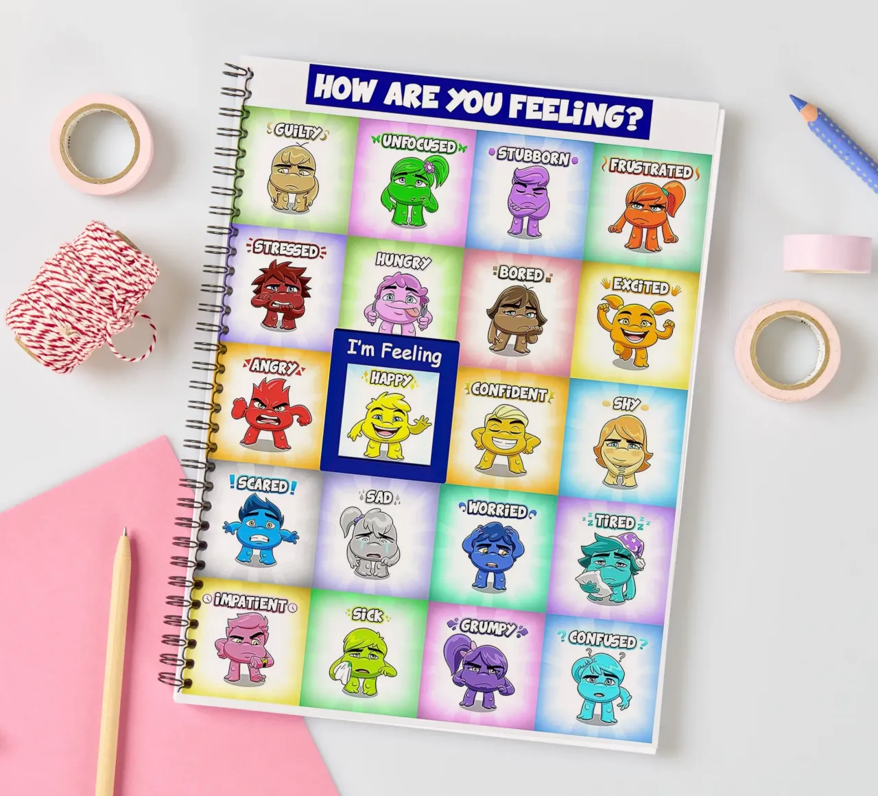 Magnet Feelings Chart for Kids spiral notebook by Monikaprint
