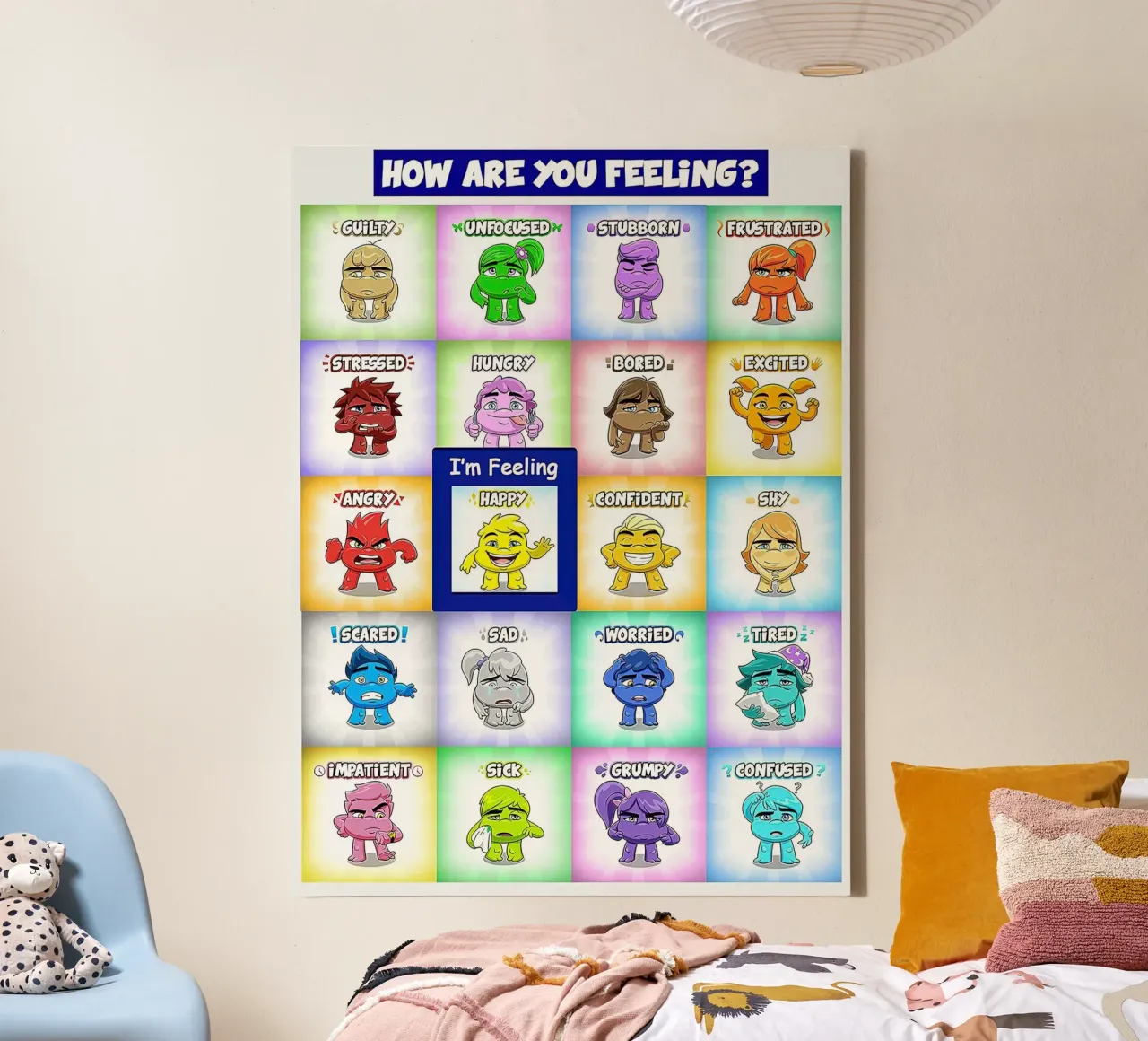 Grafico dei sentimenti a calamita per bambini tela da Monikaprint