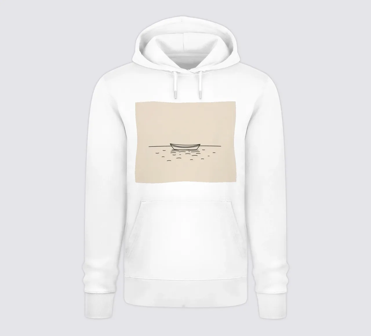 Una semplice barca che galleggia tranquillamente su acque calme all'alba felpa con cappuccio da DesignDoodle