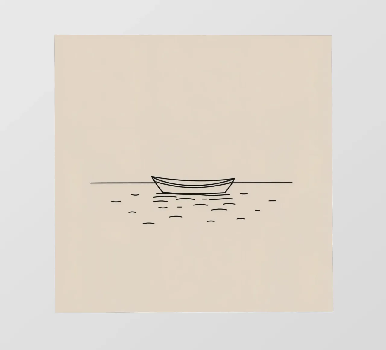 Una semplice barca che galleggia tranquillamente su acque calme all'alba telo in pvc da DesignDoodle