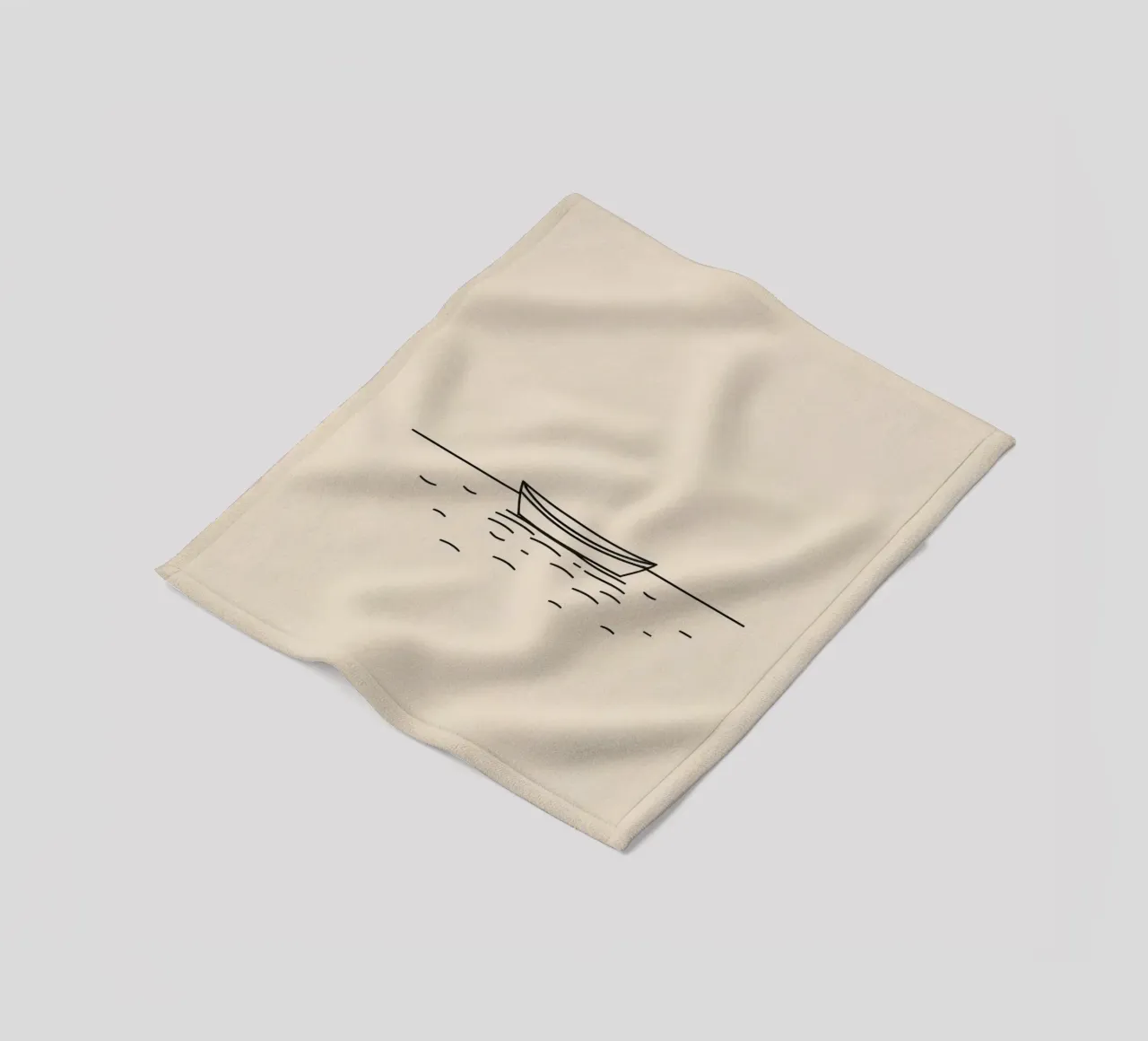Simple boat floating quietly on calm waters at dawn fleece blanket by DesignDoodle
