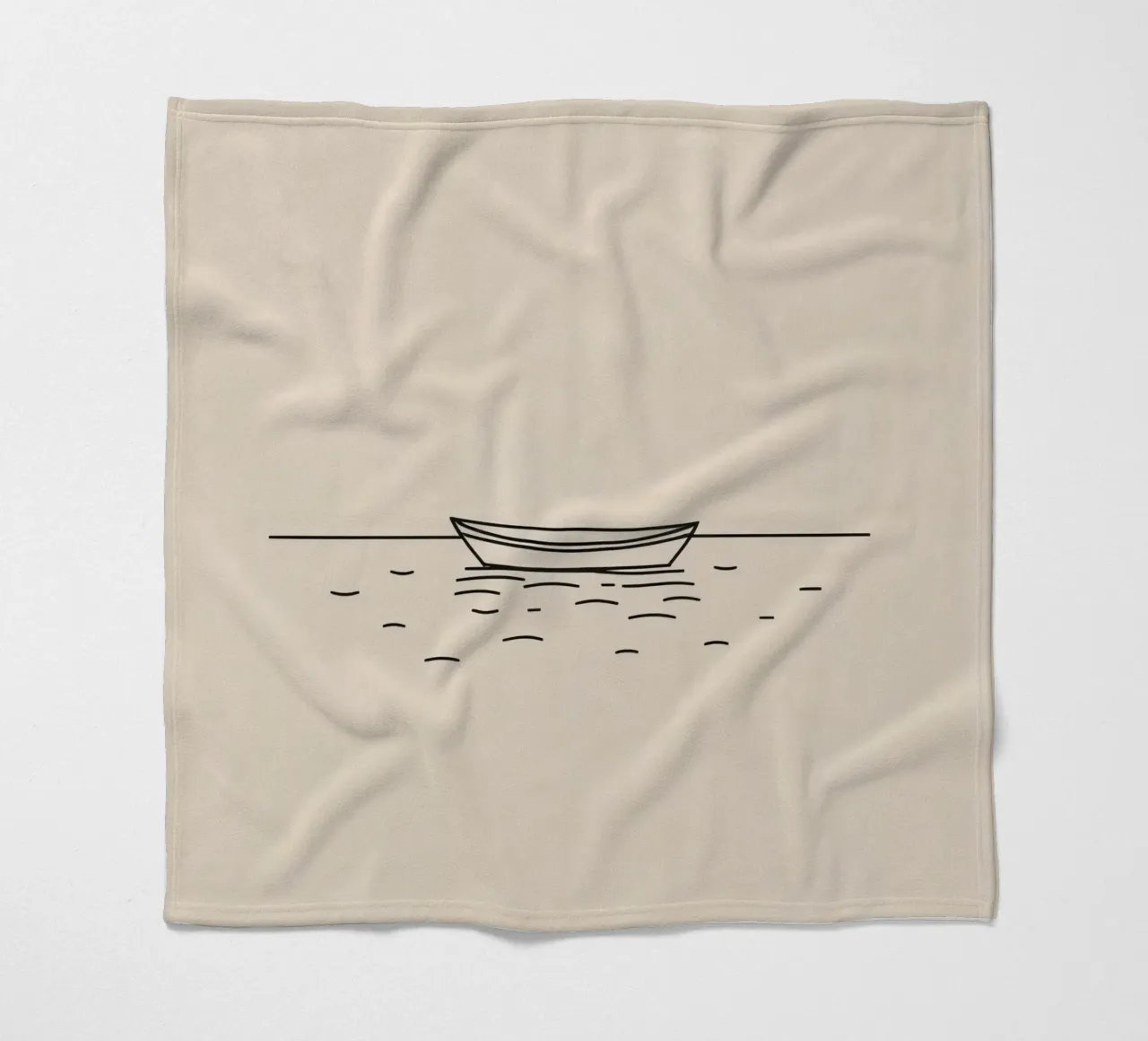 Simple boat floating quietly on calm waters at dawn fleece blanket by DesignDoodle