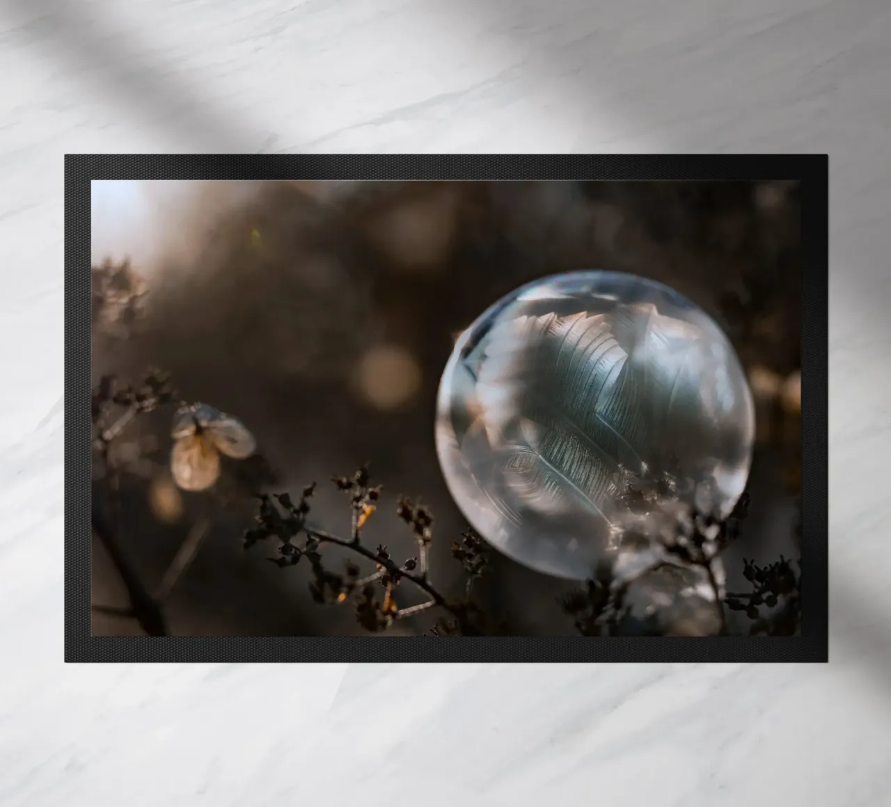 bubble feathers doormat by Earthly Visions