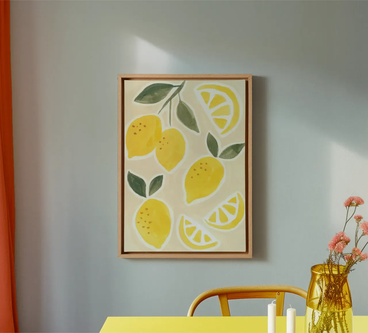 Stampa limoni soleggiati tela con Cornice a cassetta da Neeraprint