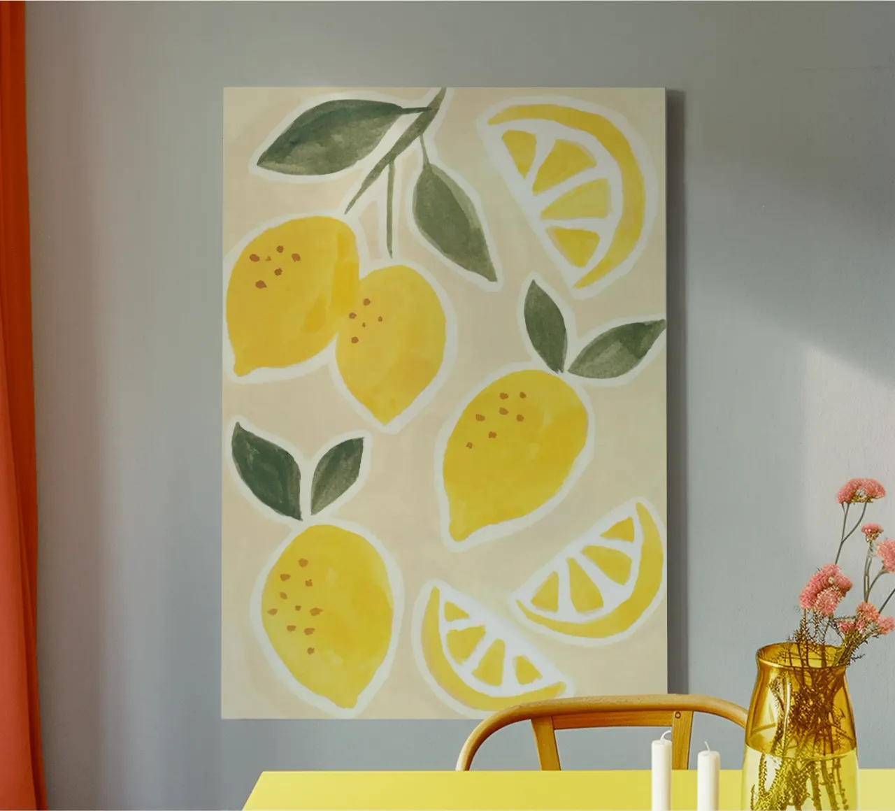 Stampa limoni soleggiati tela con Cornice a cassetta da Neeraprint