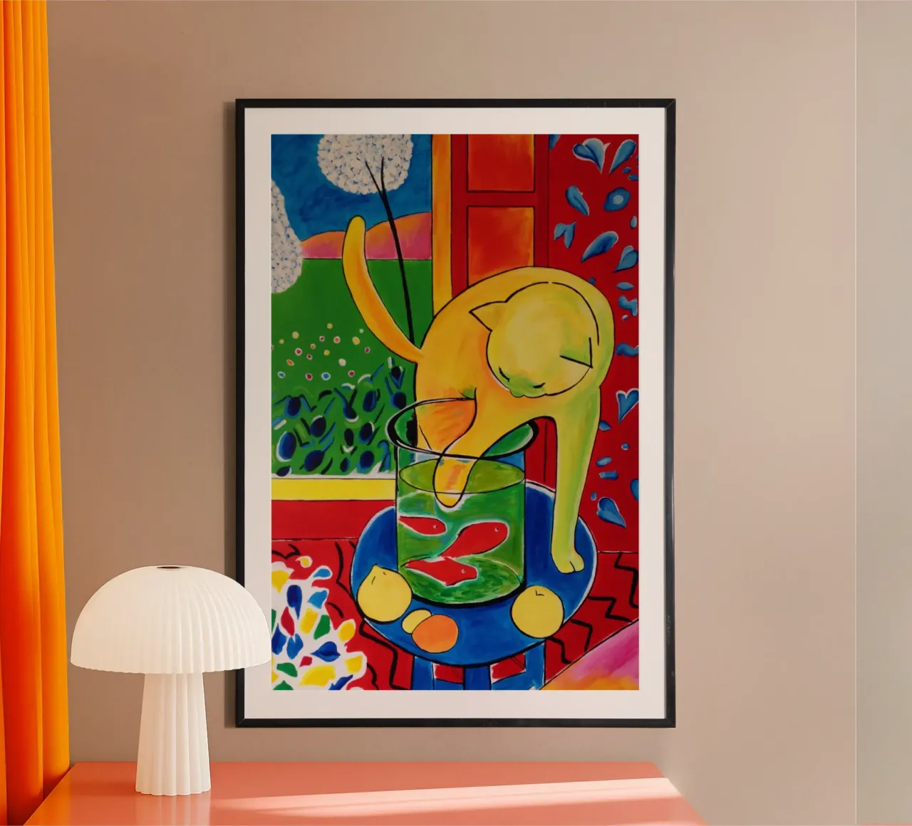 Henri Matisse - Gatto che gioca con il pesce poster con telaio in legno da DODOLAN STORE