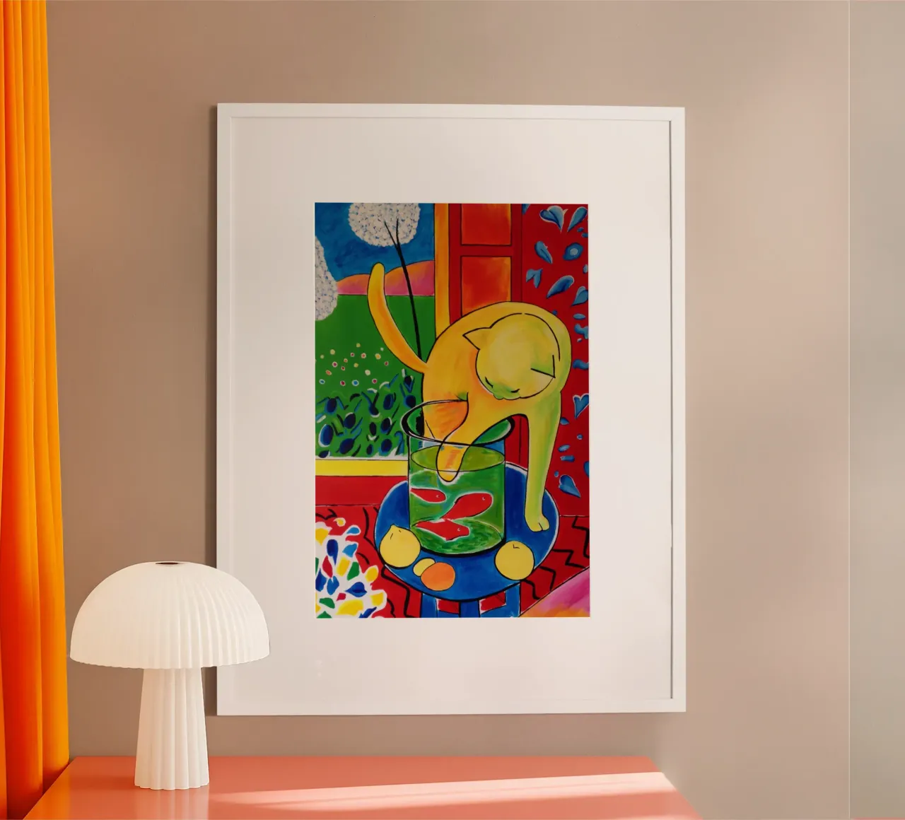 Henri Matisse - Gatto che gioca con il pesce poster con telaio in legno da DODOLAN STORE