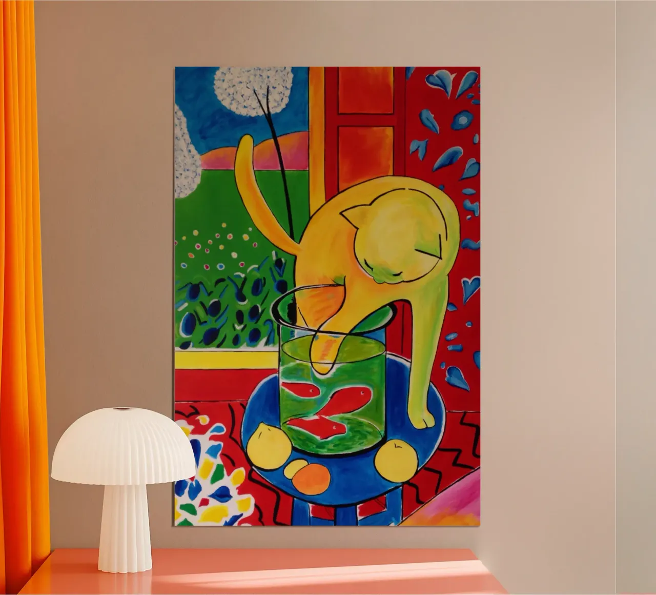Henri Matisse - Gatto che gioca con il pesce poster con telaio in legno da DODOLAN STORE