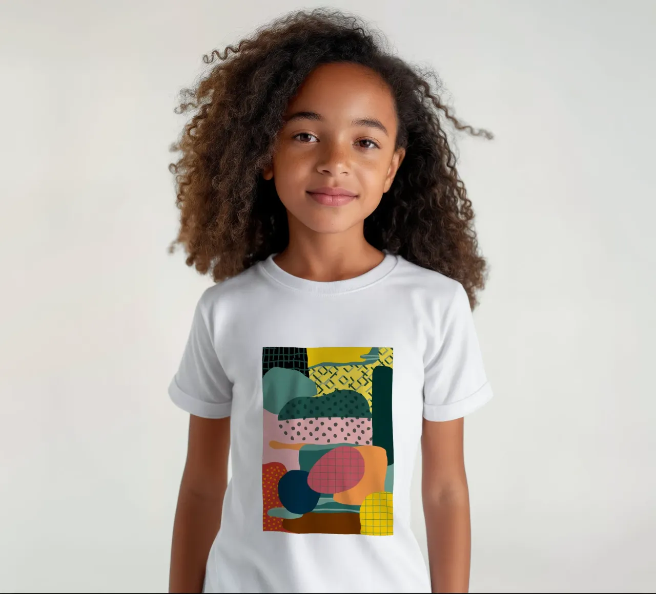 Pastel Shape Composition kids t-shirt by Bring Haven