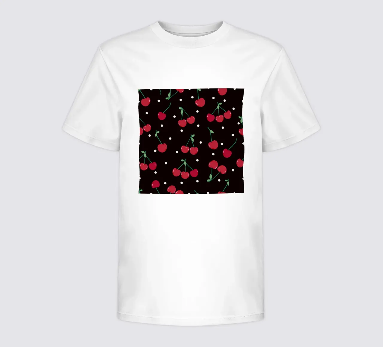 Kersen met stippen zwarte achtergrond kinder t-shirt van gulsengunel