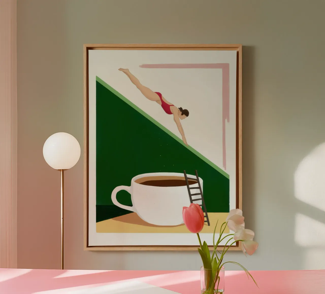 Cafeïne duik Surrealisme canvas met Baklijst van Bring Haven