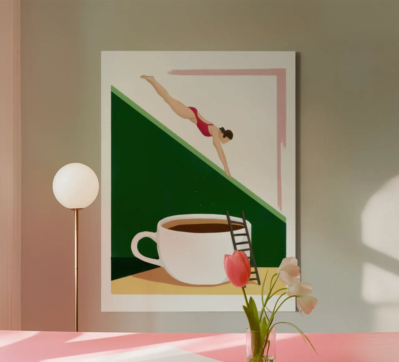 Cafeïne duik Surrealisme canvas met Baklijst van Bring Haven