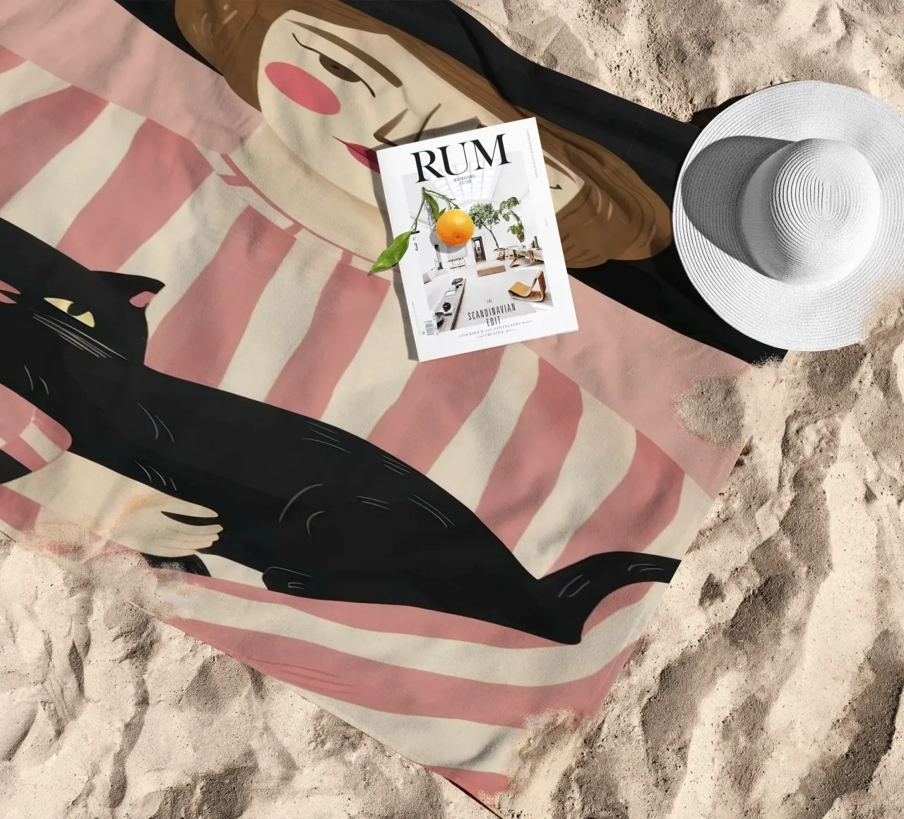 Gatto Noir Muse telo mare da Bring Haven