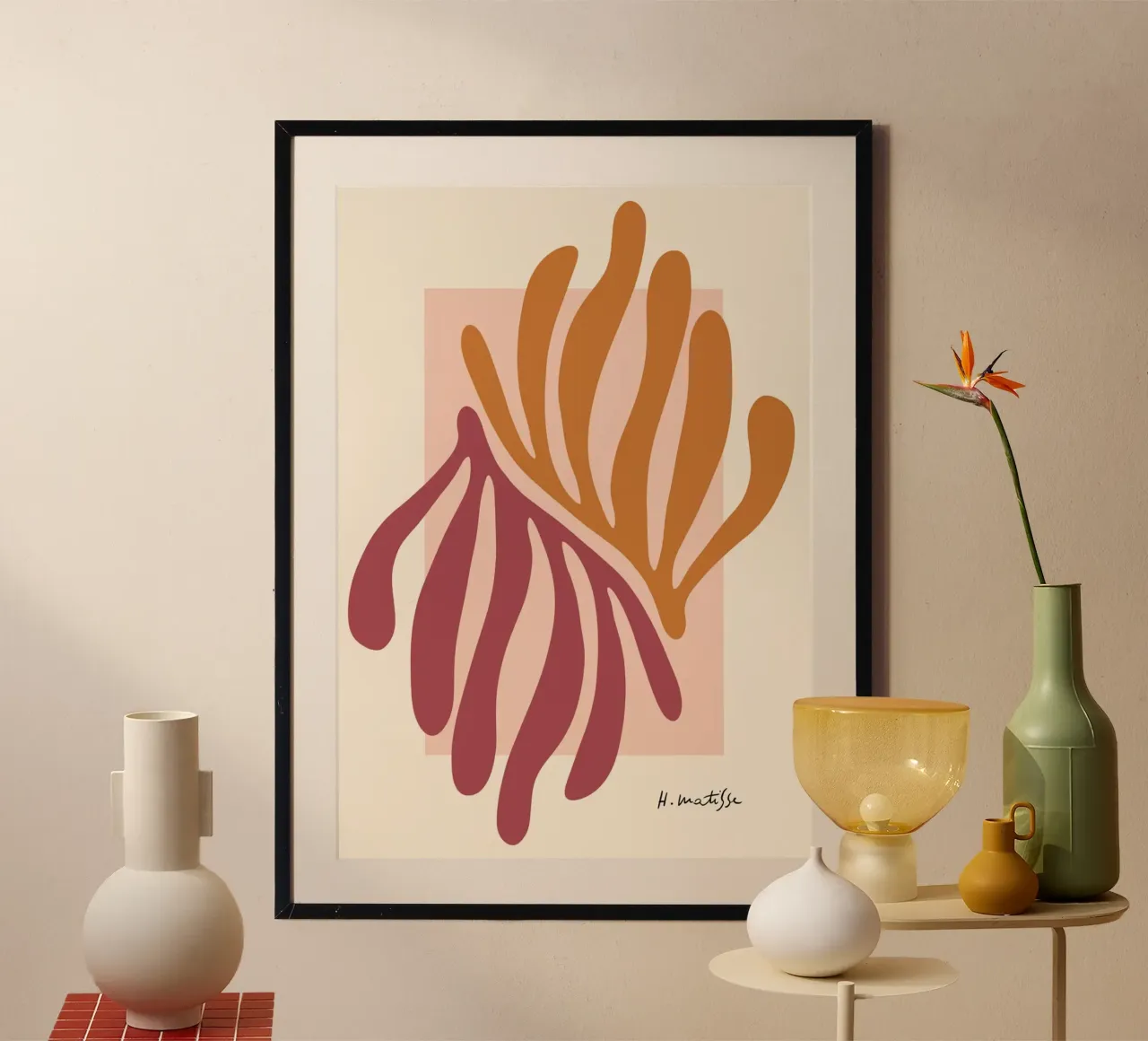 Henri Matisse - La magia delle foglie poster con telaio in alluminio da DODOLAN STORE