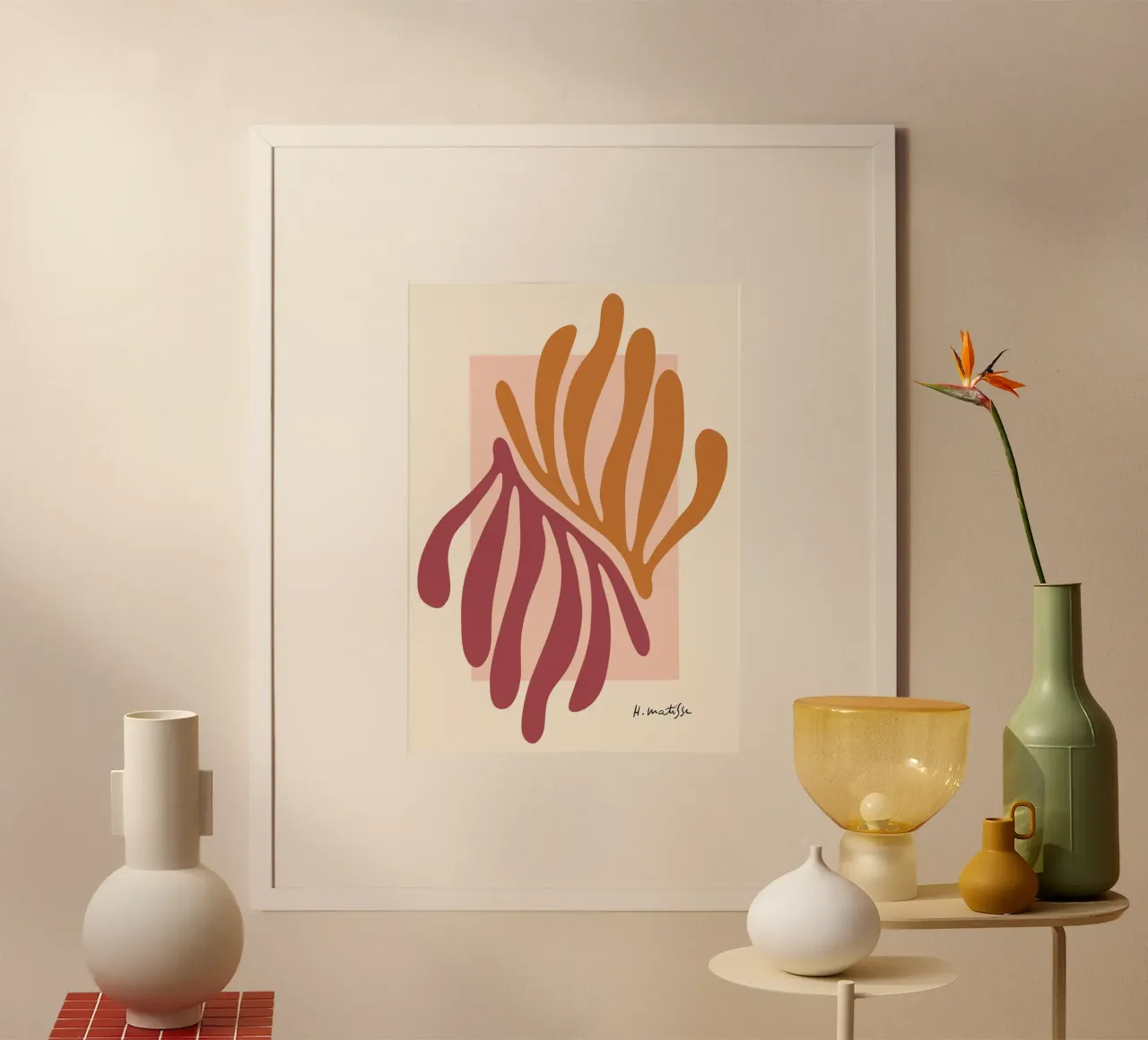 Henri Matisse - La magia delle foglie poster con telaio in alluminio da DODOLAN STORE