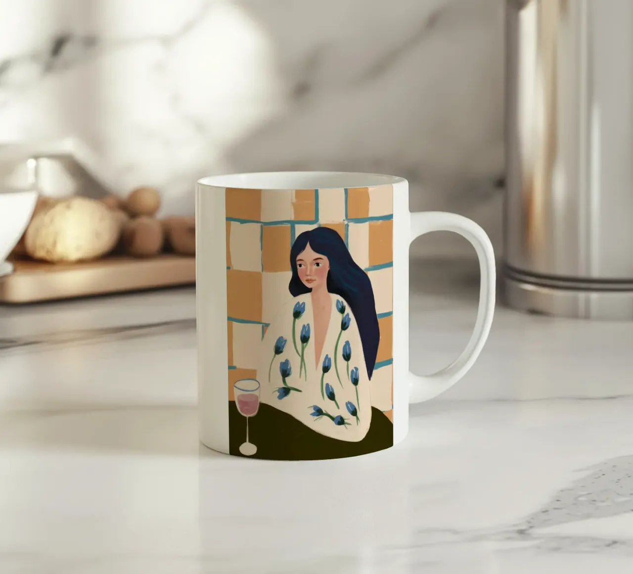 Kontemplation über Schachbrett-Wein Keramik Tasse von Bring Haven