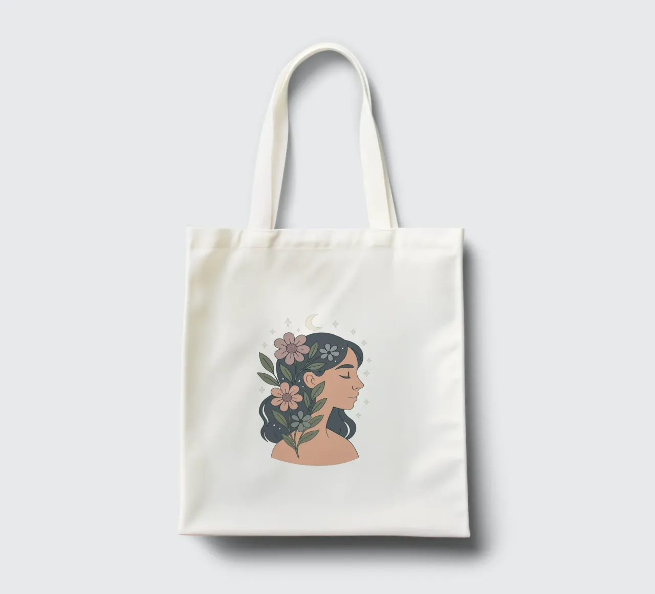 Eleganza floreale - Donna con corona di fiori borsa in juta da Kiroiharu