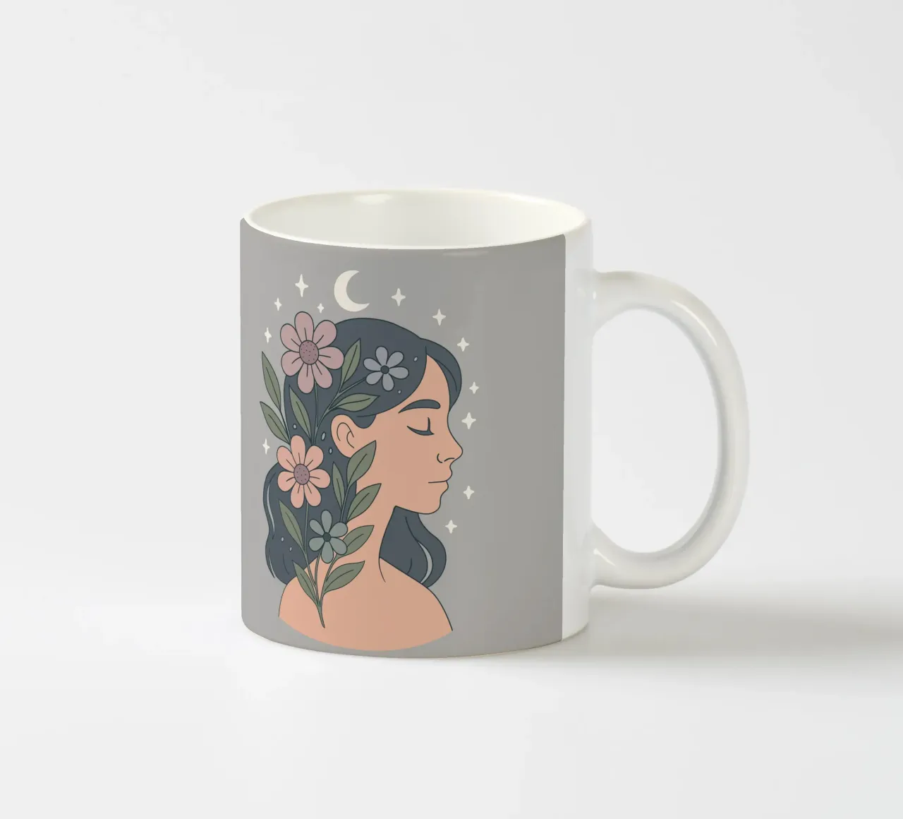 Eleganza floreale - Donna con corona di fiori tazza in ceramica da Kiroiharu