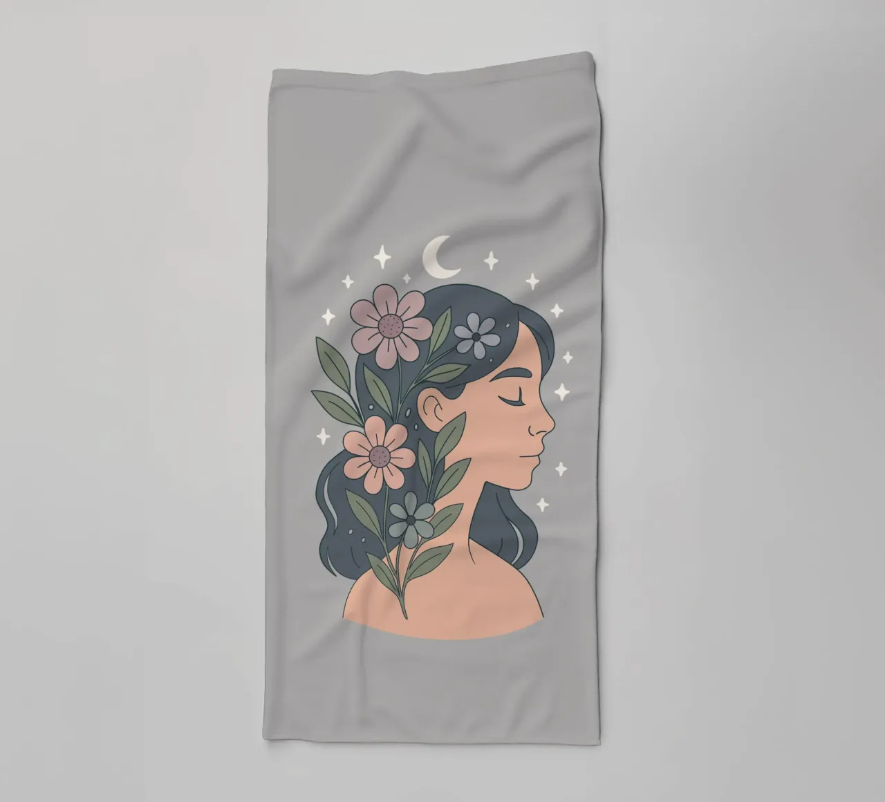 Eleganza floreale - Donna con corona di fiori asciugamano da bagno da Kiroiharu