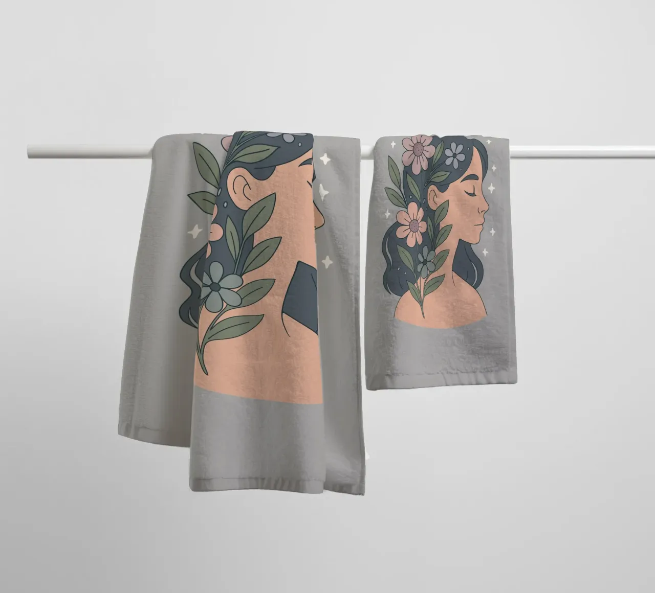 Eleganza floreale - Donna con corona di fiori asciugamano da bagno da Kiroiharu