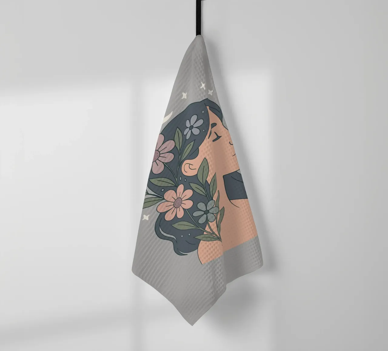 Eleganza floreale - Donna con corona di fiori canovaccio da cucina da Kiroiharu