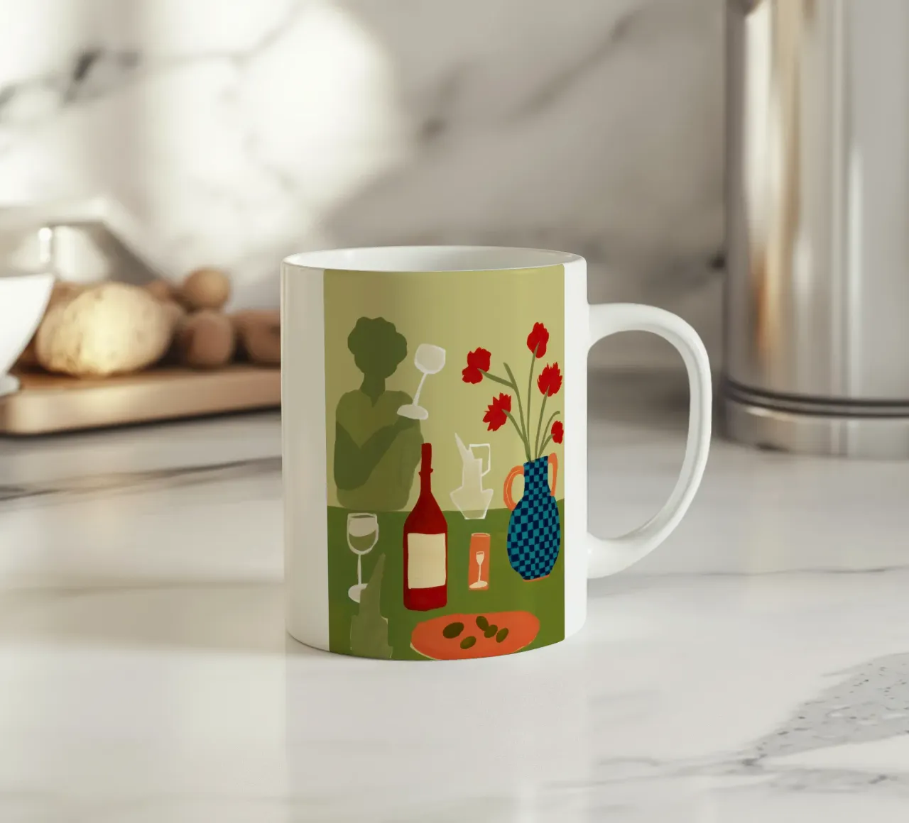 Abstract papaver rendez-vous keramische mok van Bring Haven