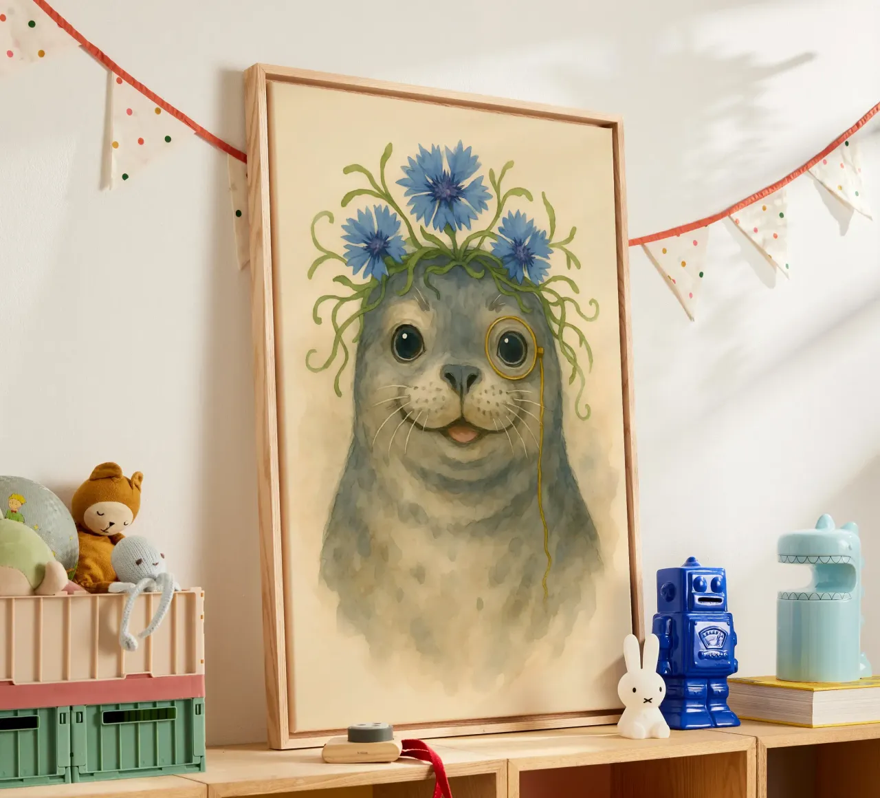 The Gentleman Seal canvas with Floater frame by Graceful Desine