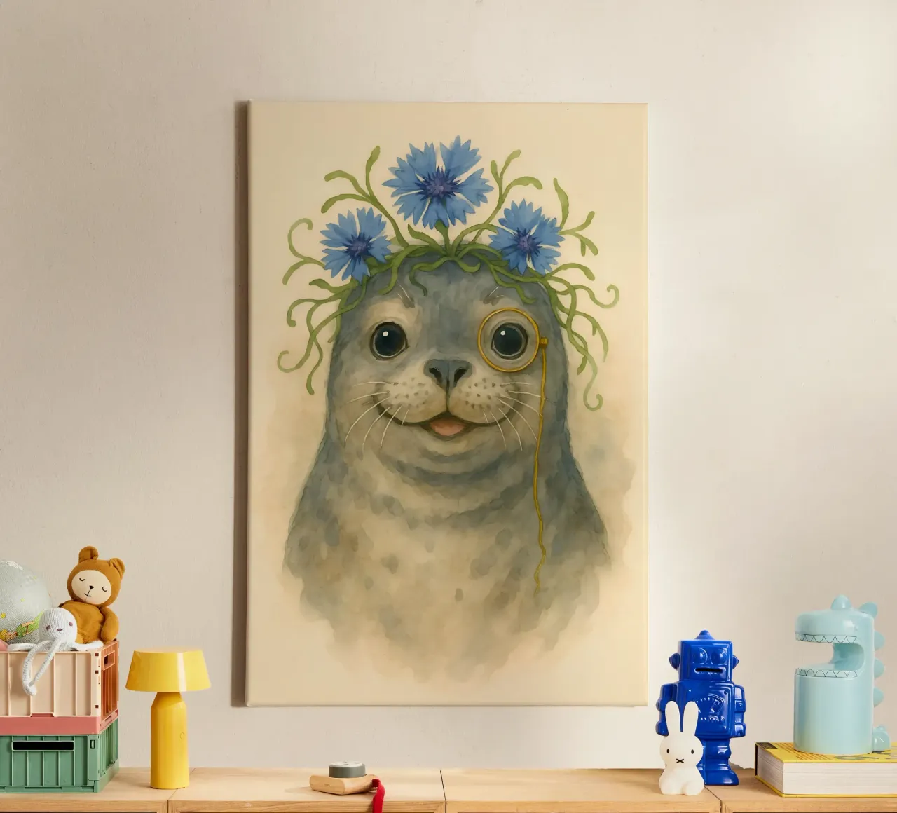 The Gentleman Seal canvas with Floater frame by Graceful Desine