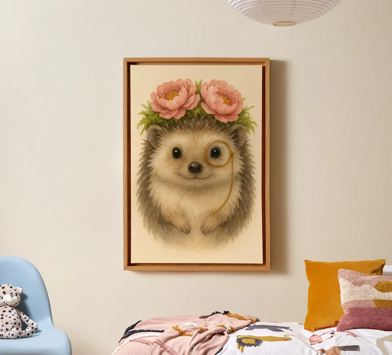 Sir Snuggle hog in Bloom canvas by Graceful Desine