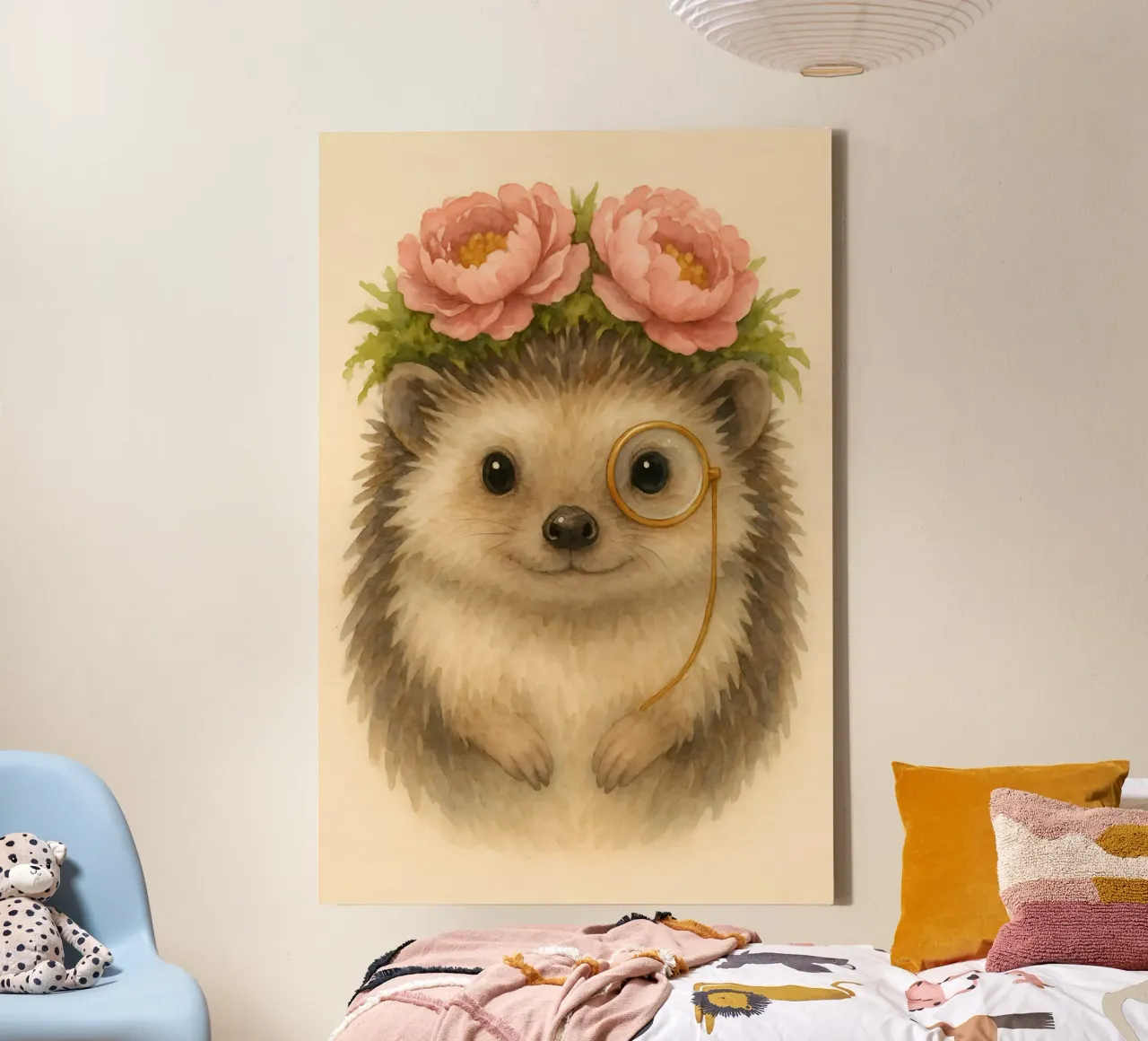 Sir Snuggle hog in Bloom canvas by Graceful Desine