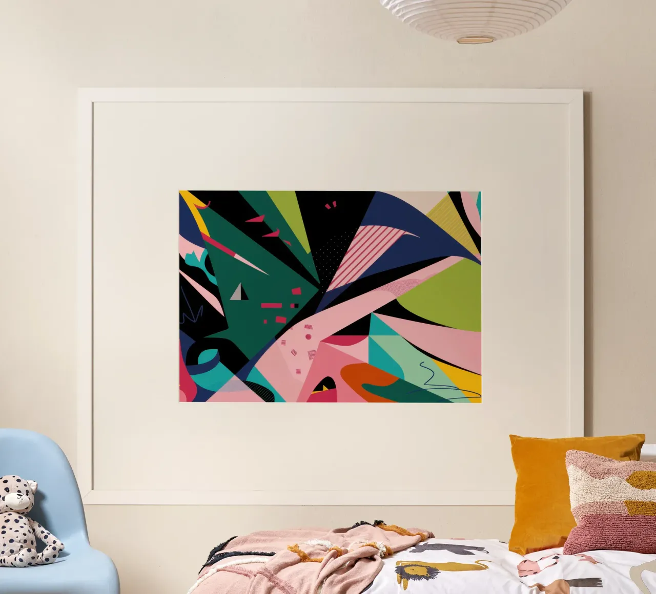 Astrazione aviaria tropicale poster con telaio in alluminio da Bring Haven
