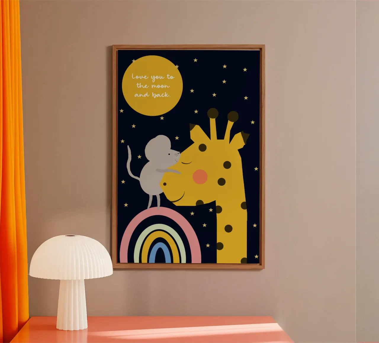 Love you to the moon and back - Giraffe und Maus forex plate by maramirage
