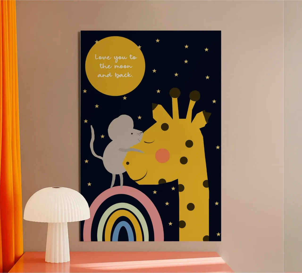 Love you to the moon and back - Giraffe und Maus forex plate by maramirage
