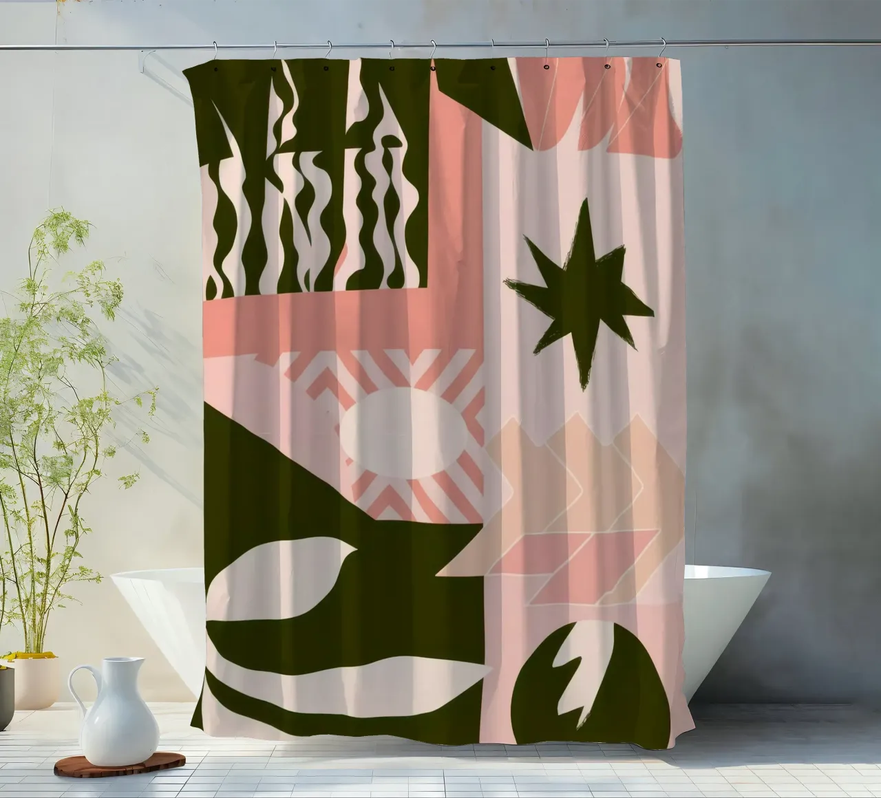 Patchwork con motivo bohémien tenda da doccia da Bring Haven