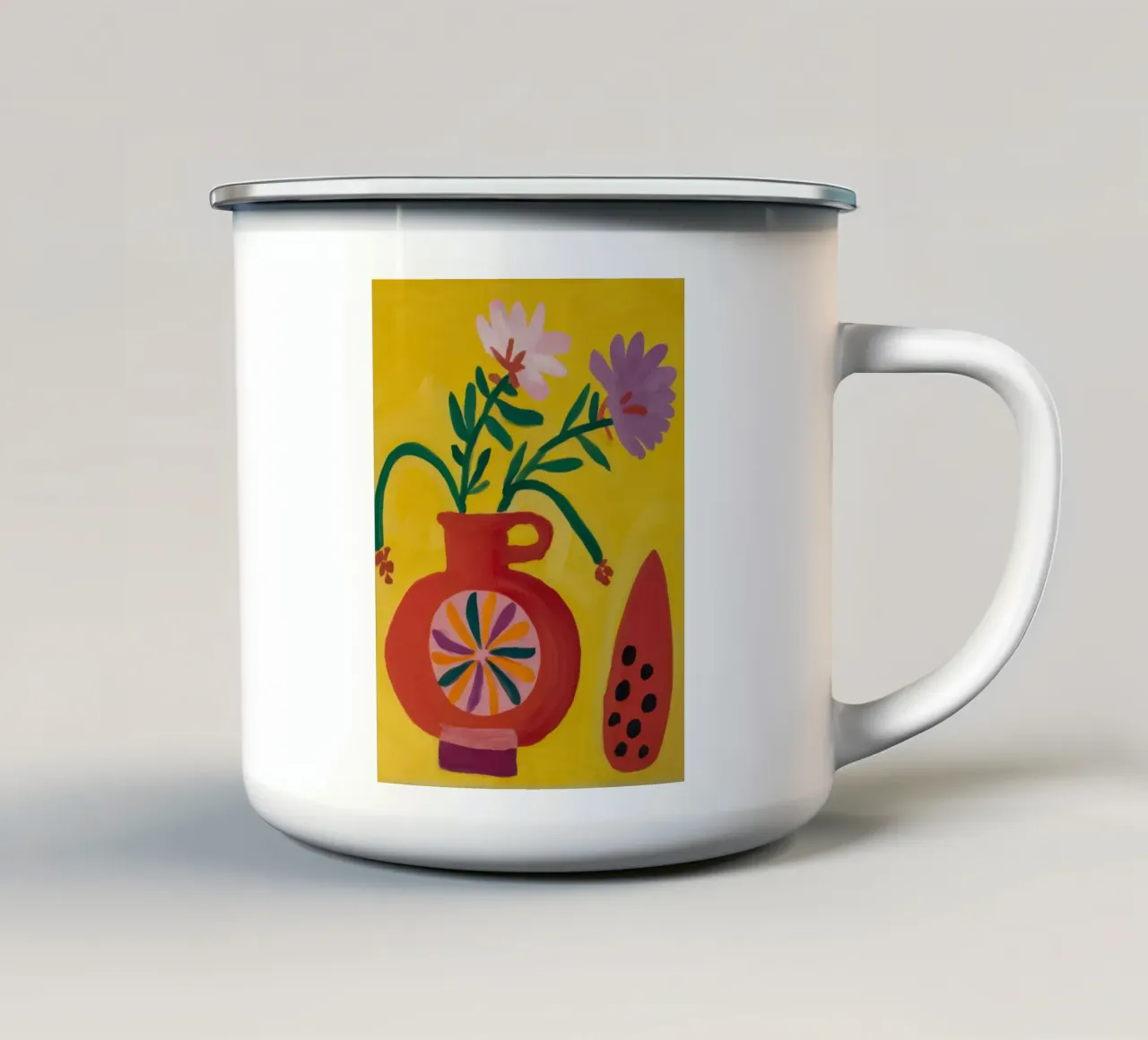 Composizione floreale fauvista tazza in smalto da Bring Haven