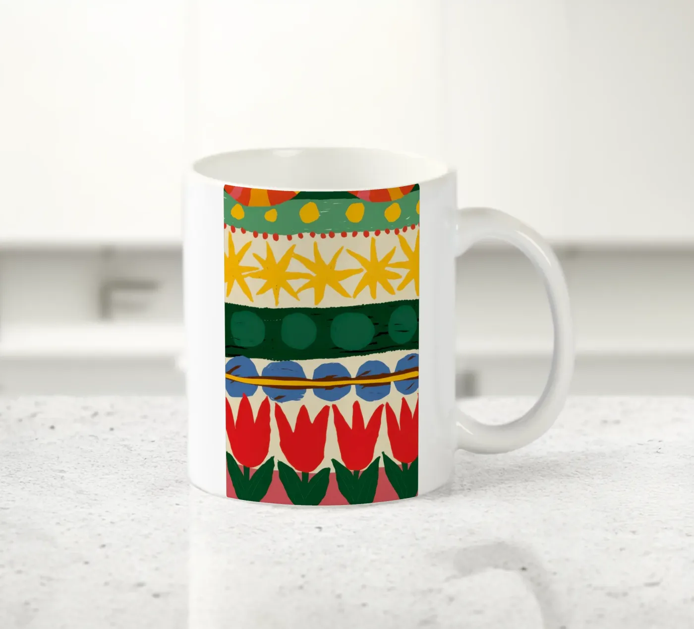 Folklore Tulip Pattern ceramic mug by Bring Haven