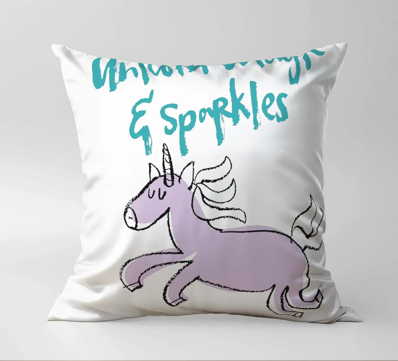 Unicorn magic & sparkles - bunt cuscino da Brushmeetspaper