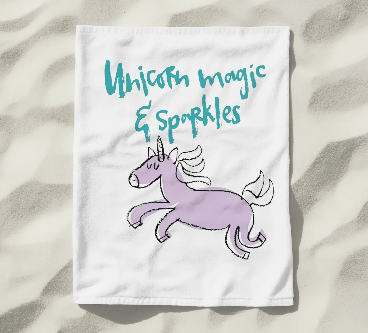 Unicorn magic & sparkles - bunt telo mare da Brushmeetspaper