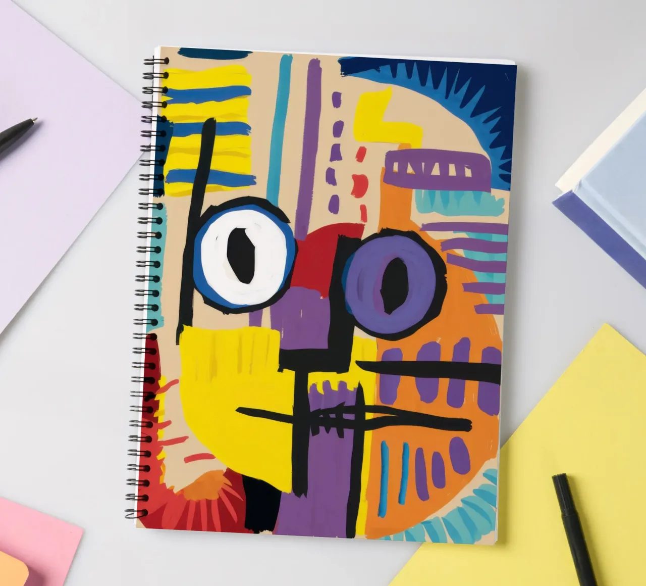 Cubist Primary Visage spiral notebook by Bring Haven