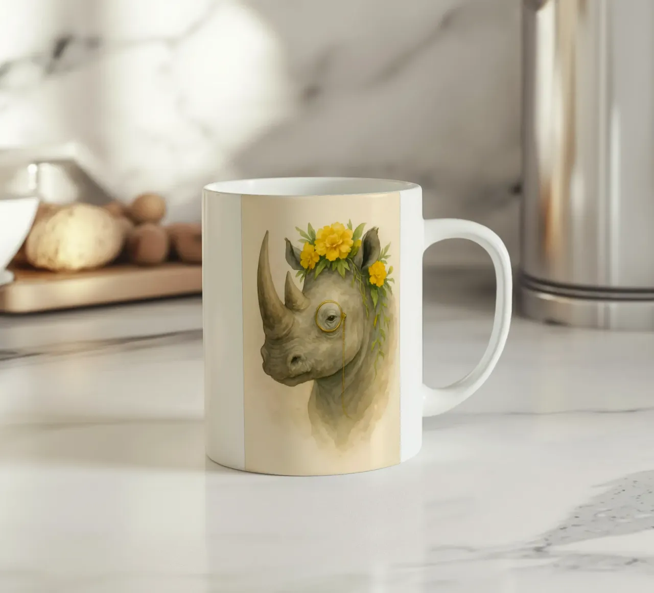 Il Rinoceronte dal corno regale tazza in ceramica da Graceful Desine