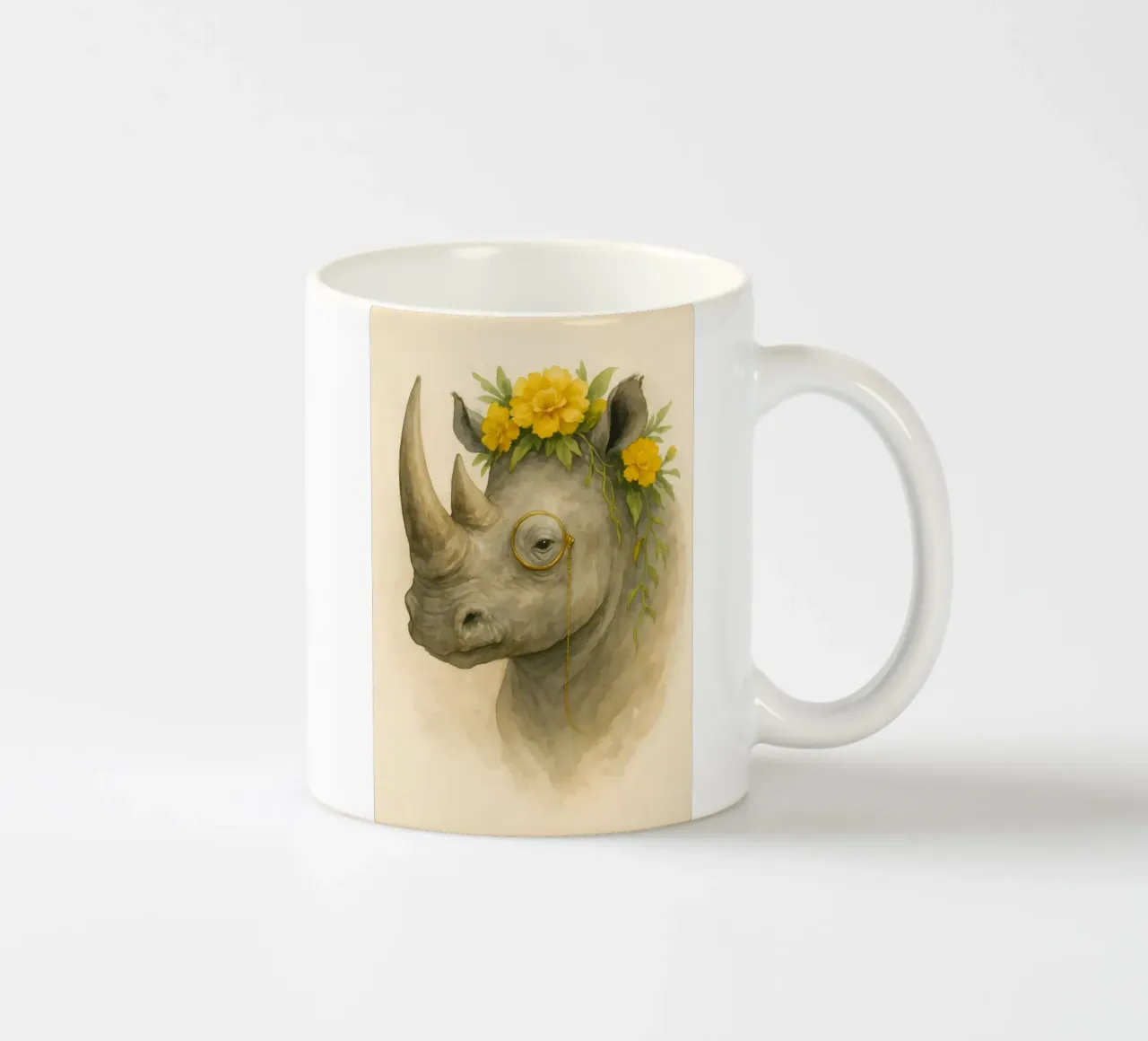 Il Rinoceronte dal corno regale tazza in ceramica da Graceful Desine