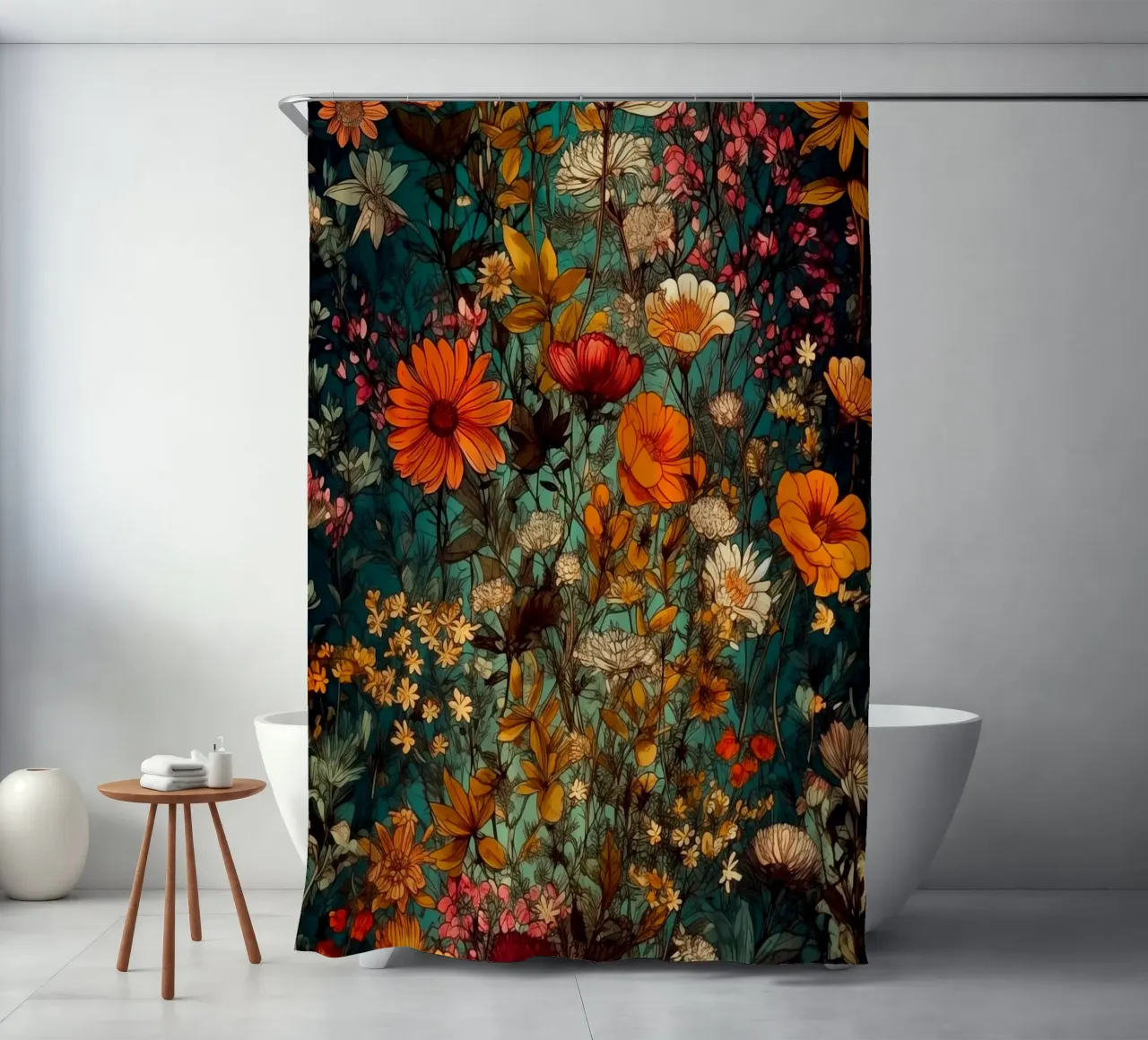 Meadow shower curtain by Justyna Jaszke JBJart