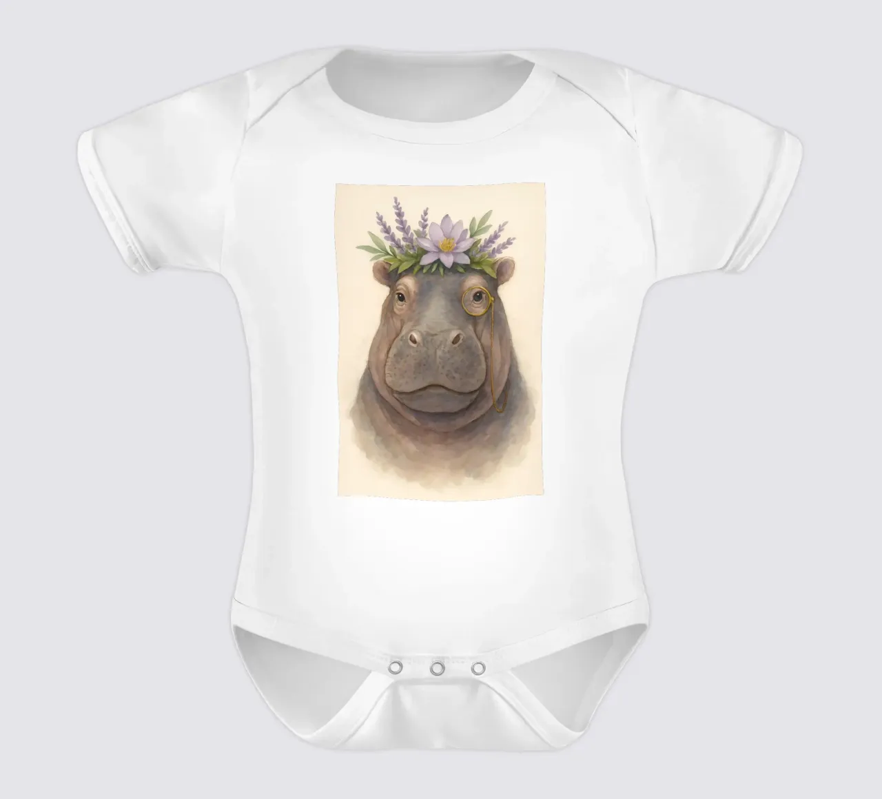 L'ippopotamo Aristo body neonato maniche corte da Graceful Desine