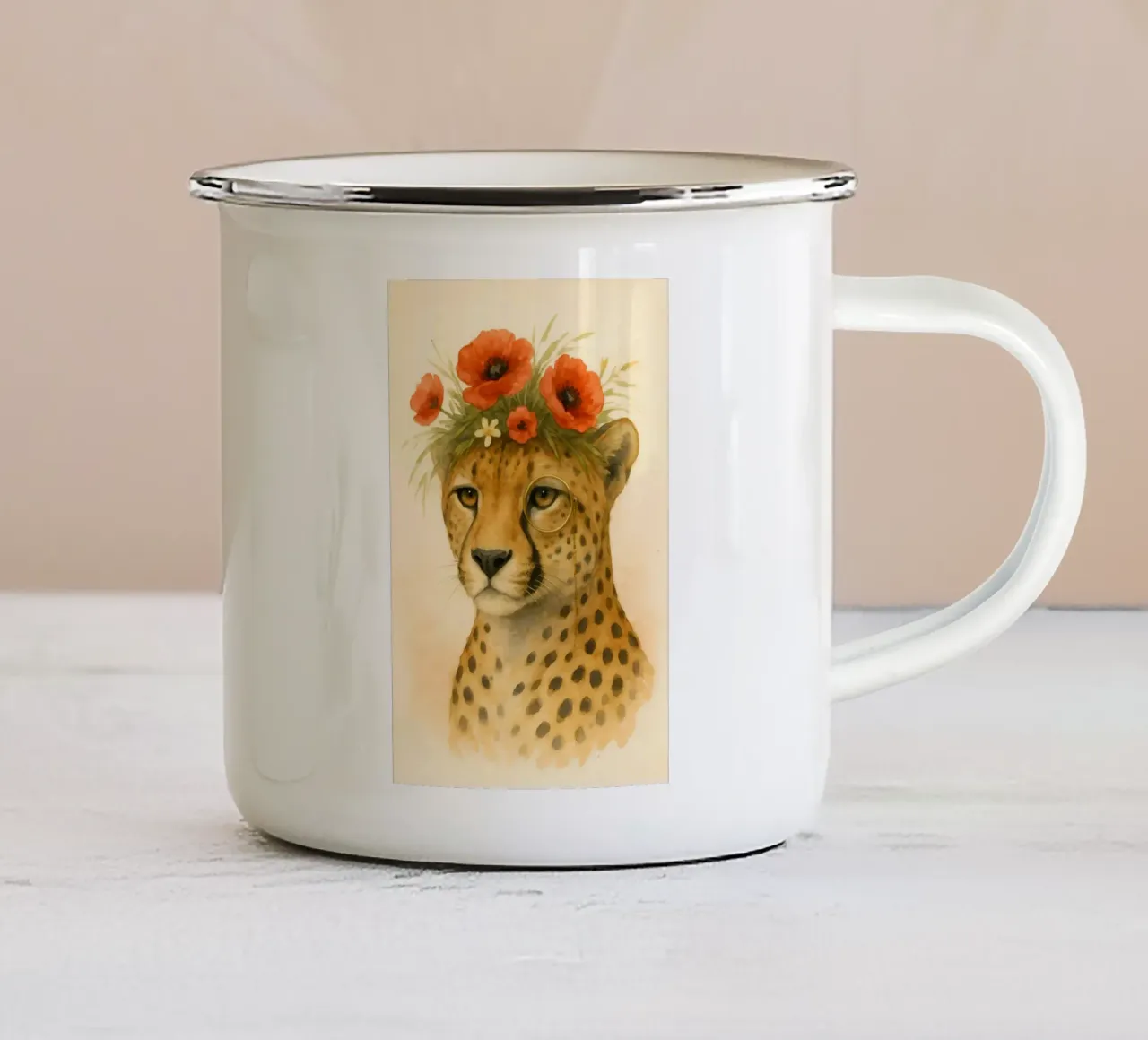 Il ghepardo gentiluomo tazza in smalto da Graceful Desine