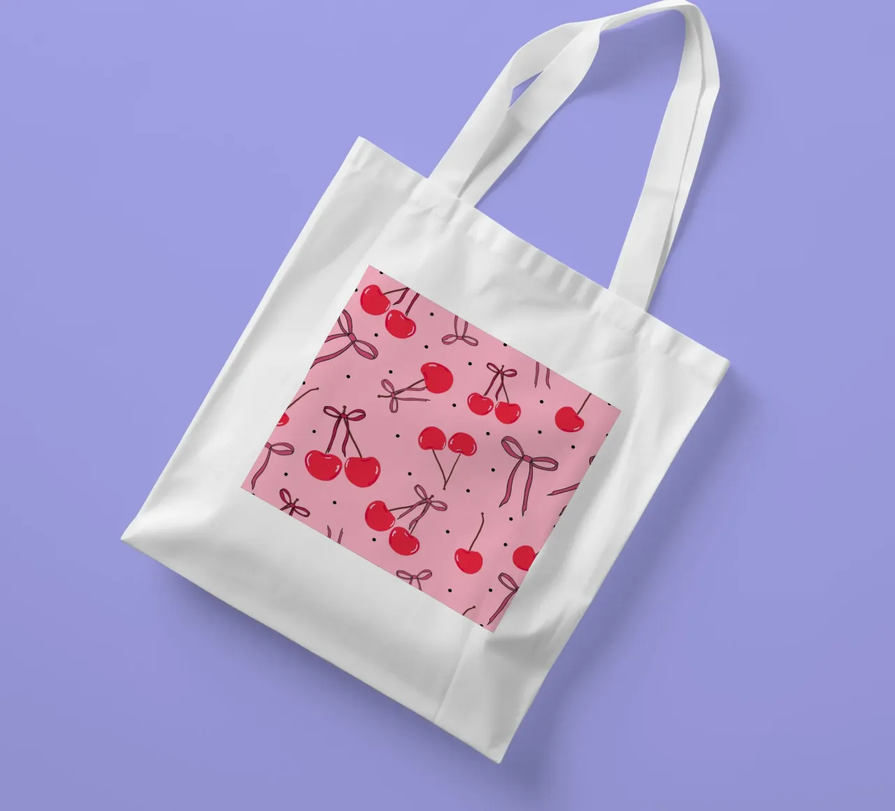 Ciliegie, pois e papillon borsa in juta da gulsengunel