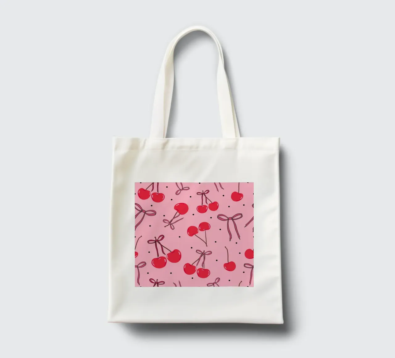 Ciliegie, pois e papillon borsa in juta da gulsengunel