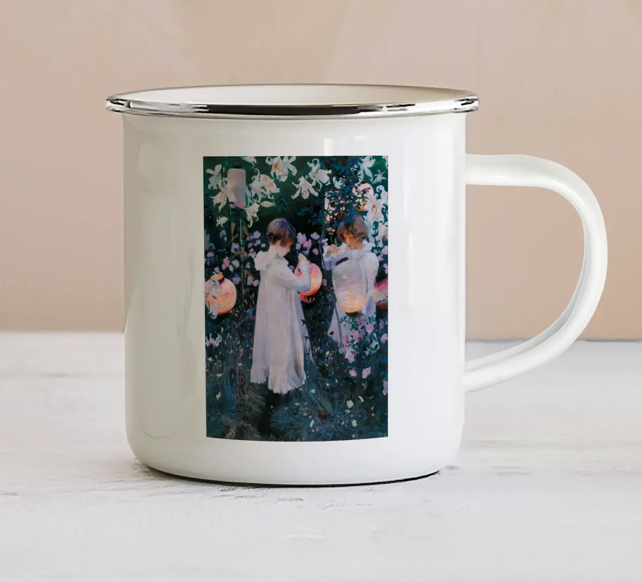 Garofano, giglio, giglio, rosa di John Singer Sargent tazza in smalto da Art History