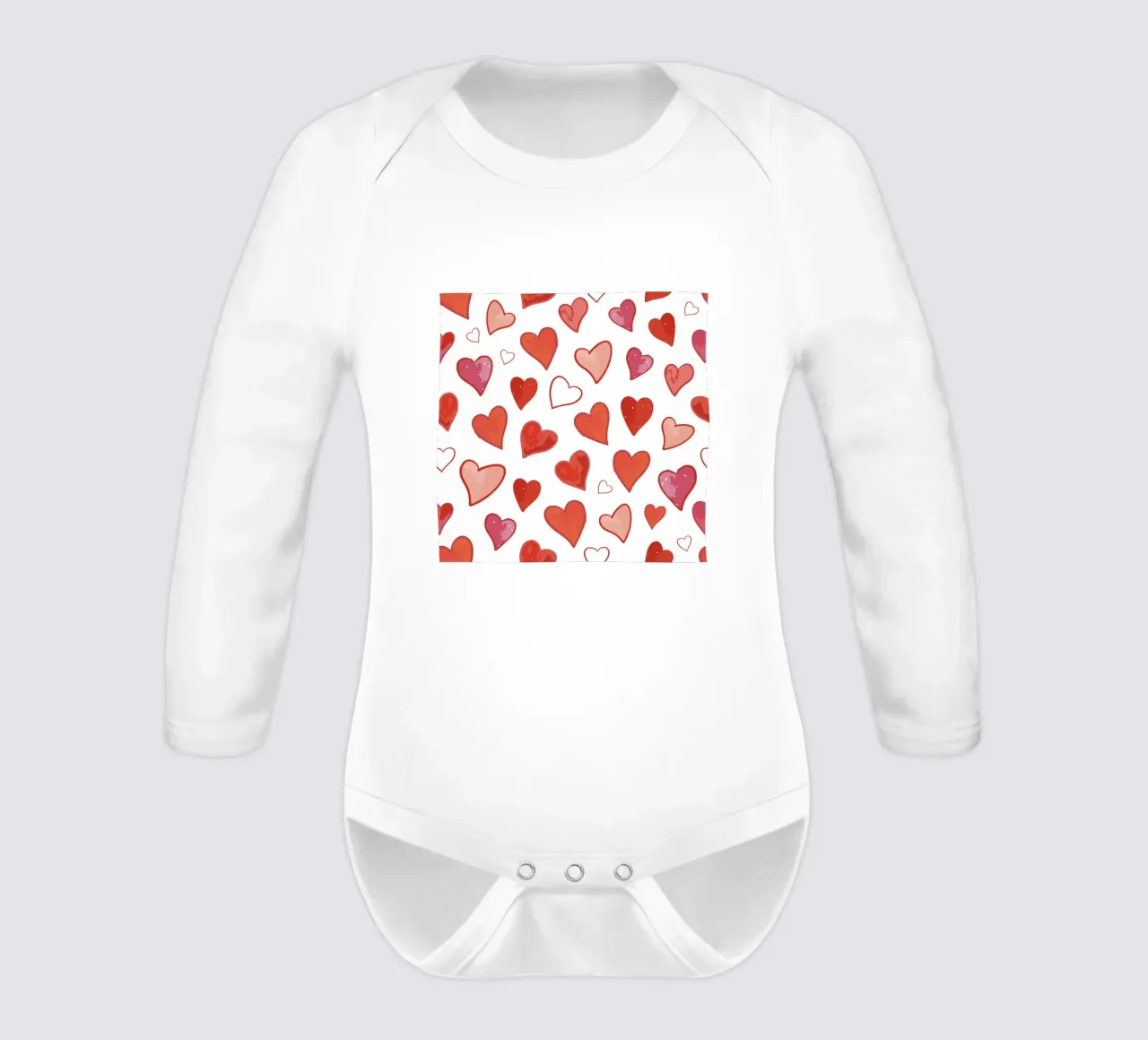 Hearts pattern long-sleeve baby romper by gulsengunel