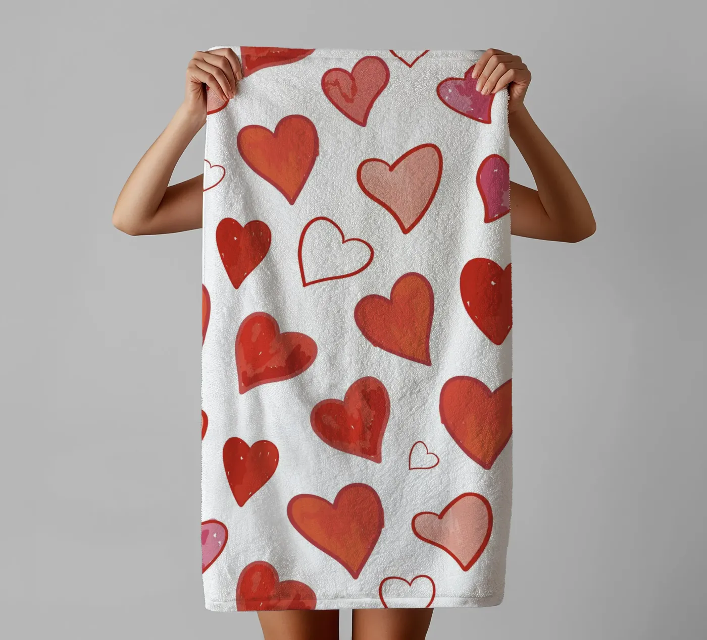Harten patroon badhanddoek van gulsengunel
