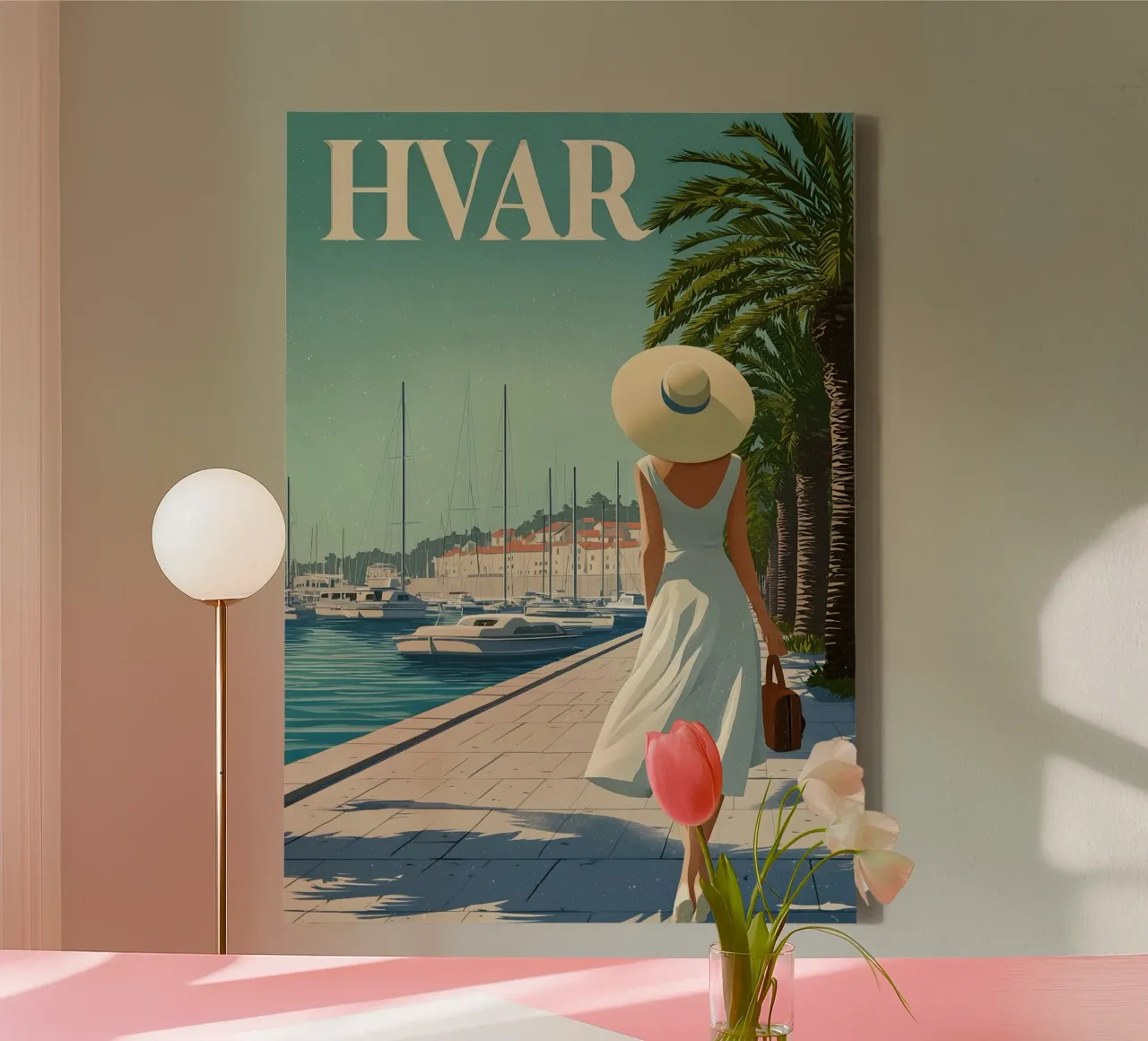 Hvar vintage Reiseposter tela con Cornice a cassetta da Vintage Travel Art
